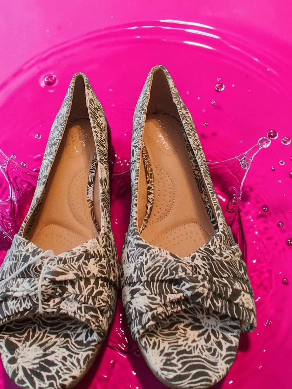 DexFlex Comfort floral canvas peep-toe wedges with a cork heel Summer Trendy